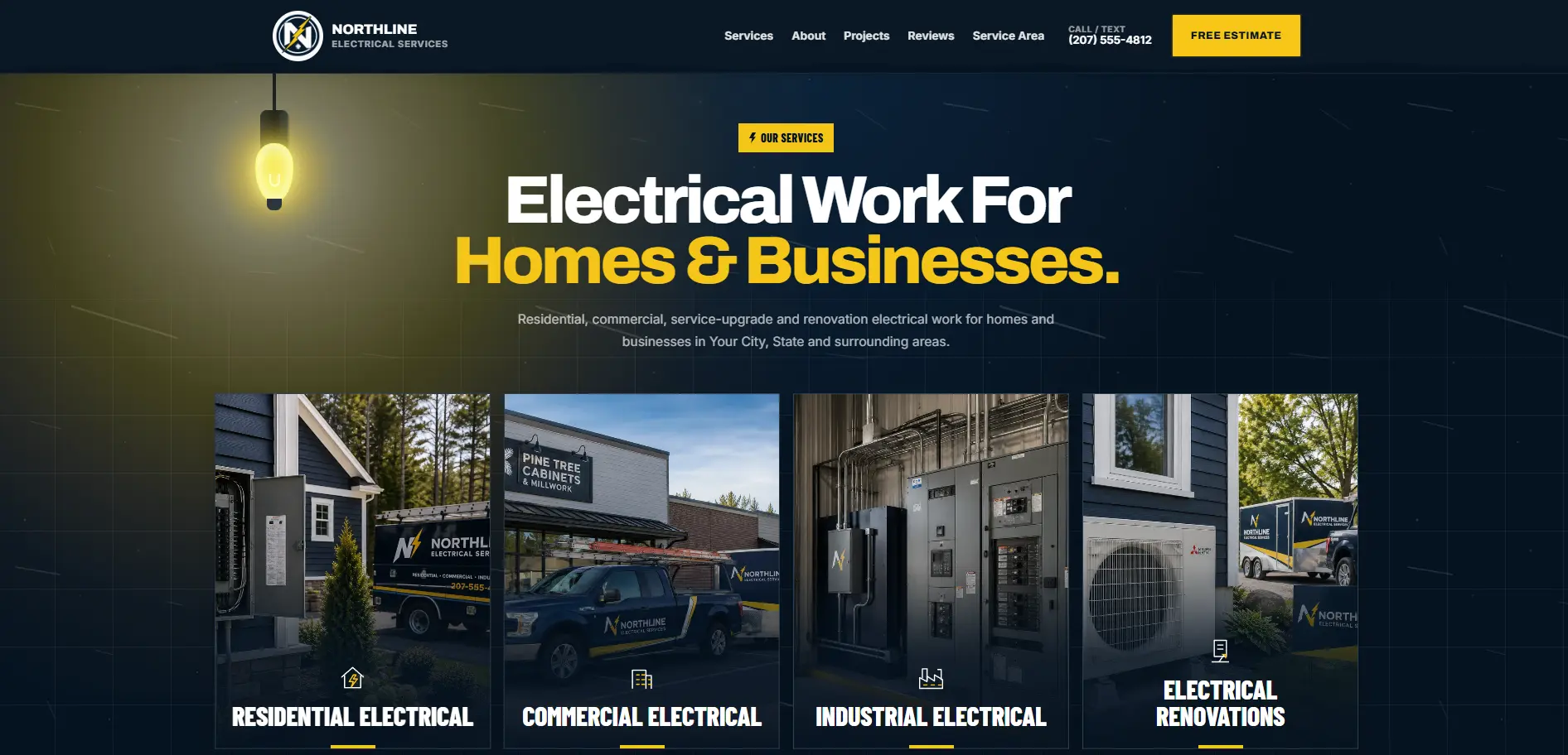 Example electrical contractor website created by SCG