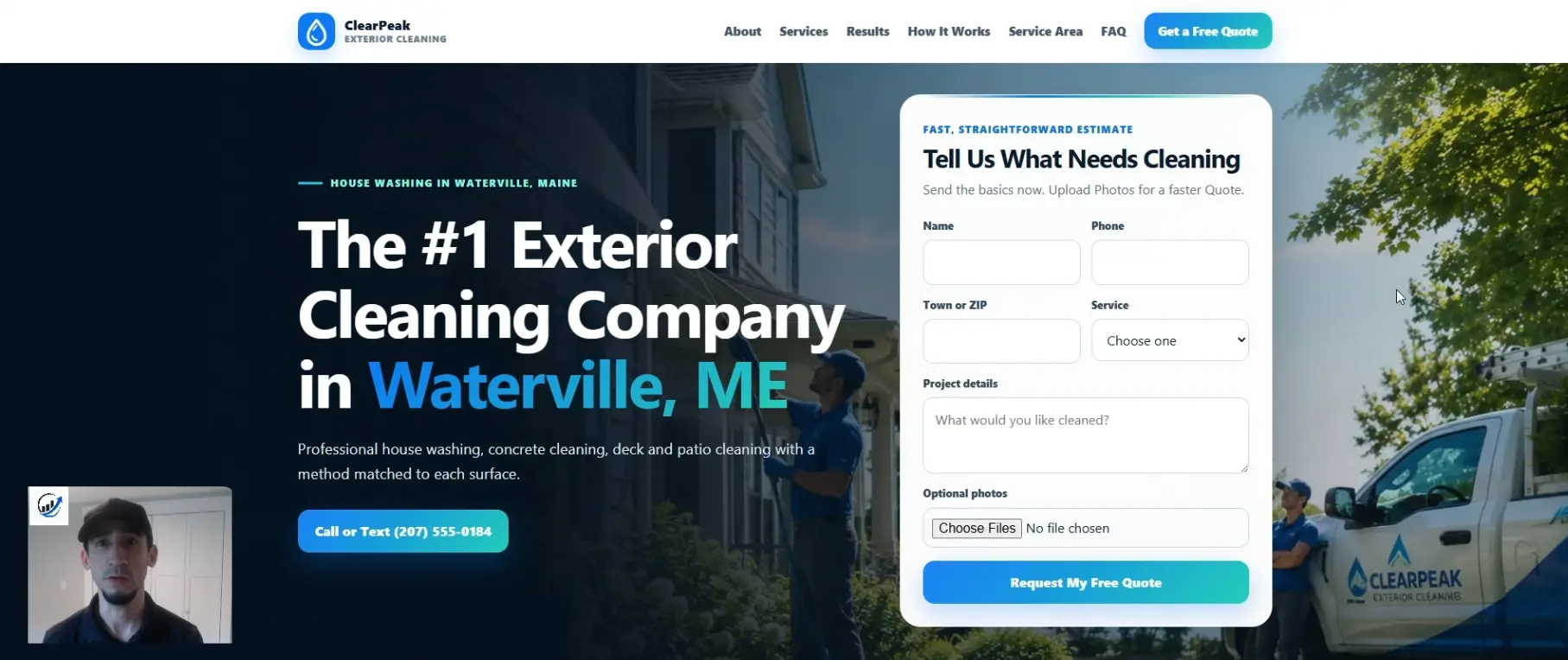 Exterior cleaning contractor website example created by Service Contractor Growth